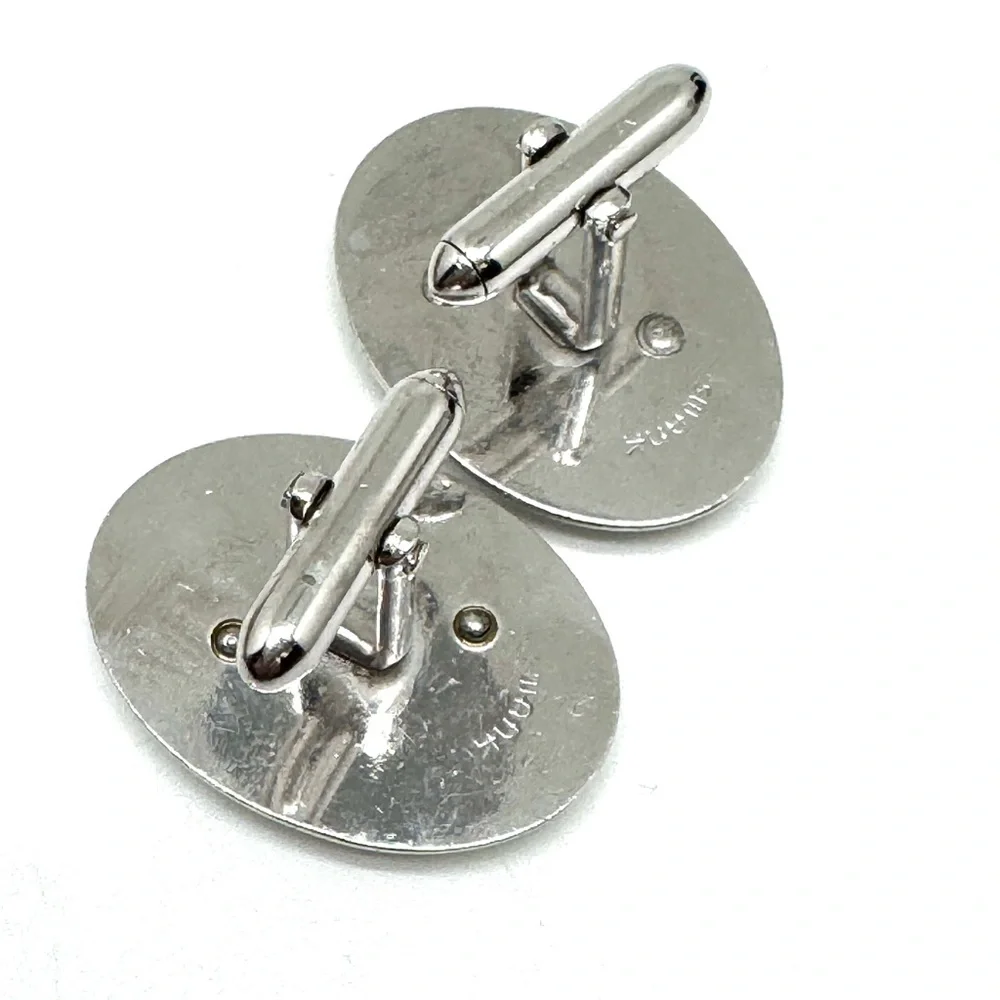SWANK Silvertone Oval 'S' Monogram Cuff Links